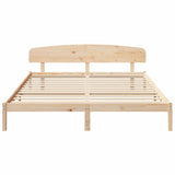 Bed Frame with Headboard Natural 200 x 200 cm Solid Pine Wood 872050