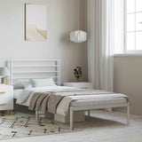 Metal Bed Frame without Mattress with Headboard White 100x200cm 352363