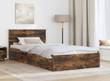 Bed Frame with Headboard Smoked Oak 75 x 190 cm Engineered Wood 3408722