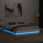 ZNTS Bed Frame with LED without Mattress White 200x200 cm 3209765