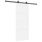 Sliding Door White and Black 83 x 202 cm Solid Pine Wood 3445461