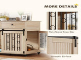Dog Crate Furniture on Wheels, Dog Cage with 2 Drawers, Sliding Door, for Medium Large Dogs, Oak T3398P425266