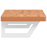 Basin Shelf Wall Mounted Steel and Solid Wood Beech 3302374