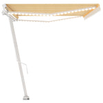 ZNTS Manual Retractable Awning with LED 500x350 cm Yellow and White 3069663