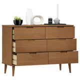 Drawer Cabinet MOLDE Brown 113x40x80 cm Solid Wood Pine 4013410
