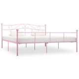 284543 Bed Frame without Mattress Pink Metal 200x200 cm