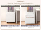 3-Drawer Vertical Filing Cabinet with Pencil Tray, Lock and 5 Wheels, Steel Mobile File Cabinet, for T3398P343092