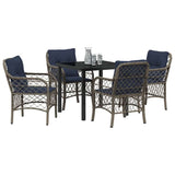 Garden Dining Set with Cushion 5 pcs Grey and Black Rattan 3380247