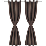 2 pcs Brown Blackout Curtains with Metal Rings 135 x 245 cm 130371