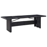 Garden Table Black 240x90x74 cm Poly Rattan and Glass 310071