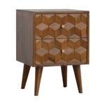 Chestnut Cube Carved Bedside IN781