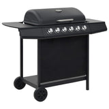Gas BBQ Grill with 6 Cooking Zones Steel Black 44282