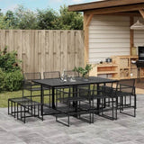 11 Piece Garden Dining Set Black Poly Rattan 3295054