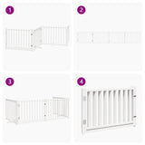 Dog Gate with Door Foldable 4 Panels White 320 cm Solid Wood Fir 352281