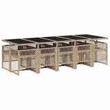 11 Piece Garden Dining Set with Cushions Beige Poly Rattan 3210756