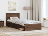 Bed Frame with Headboard Brown Oak 75 x 190 cm Solid Pine Wood 3410669