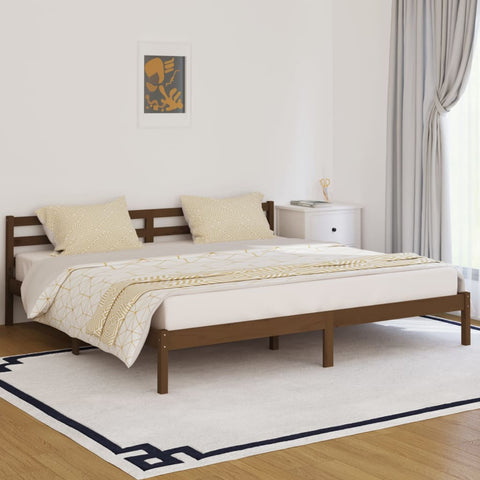 ZNTS Bed Frame without Mattress Solid Wood Pine 200x200cm Honey Brown 810453