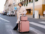 V-shaped stripes 3-in-1 PP trolley case 20in 24in 28in PP iron trolley fashionable color - rose gold 52903397