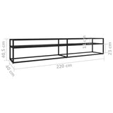 TV Cabinet Black Marble 220x40x40.5 cm Tempered Glass 331733