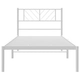 Metal Bed Frame without Mattress with Headboard White 100x190cm 372222