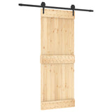 Sliding Door Natural and Black 80 x 210 cm Solid Pine Wood 3445122