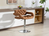 PU Leather Upholstered Swivel Bar Stool, Height Adjustable with Back, Armrest, Footrest, Brown T3398P552561