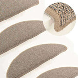Stair Mats 15 pcs 65x21x4 cm Brown Half Round Large 149855