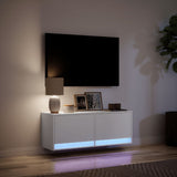 TV Wall Cabinet with LED Lights White 100x31x35 cm 852362