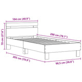Bed Frame with LED Old Wood 100 x 200 cm Engineered Wood 863637