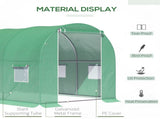 Walk-in Polytunnel Greenhouse, Outdoor Garden Tunnel Greenhouse Tent with Zipped Roll-Up Door and 6 T3398P314183
