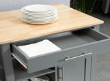 Compact Kitchen Trolley Utility Cart on Wheels with Open Shelf & Storage Drawer for Dining Room, T3398P342451