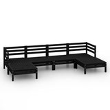6 Piece Garden Lounge Set Black Solid Wood Pine 3083338