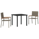 Garden Dining Set with Cushion 3 pcs Grey Poly Rattan 3379709