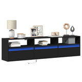 TV Wall Cabinet with LED Black 180x31x45 cm 3307941