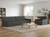 Sofa Set 2 pcs Dark Grey Corduroy Fabric 3433261
