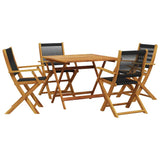 5 Piece Garden Dining Set Black Polypropylene and Solid Wood 3281829