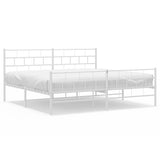 Metal Bed Frame without Mattress with Footboard White 193x203cm 355732