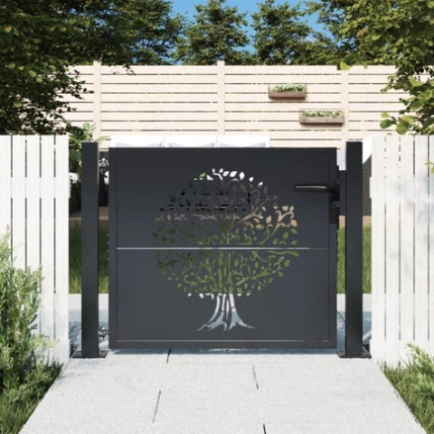Garden Gate Anthracite 105x105 cm Steel Tree Design 153155