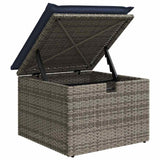 Garden Stool with Cushion Grey 55 x 55 x 37 cm Poly Rattan 366153