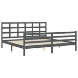 Bed Frame without Mattress Grey 200x200 cm Solid Wood 3194008