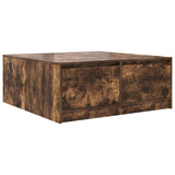 Coffee Table with Drawers Smoked Oak 100x100x40 cm 3328403