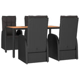 5 Piece Garden Dining Set Black Poly Rattan&Solid Wood Acacia 3157636