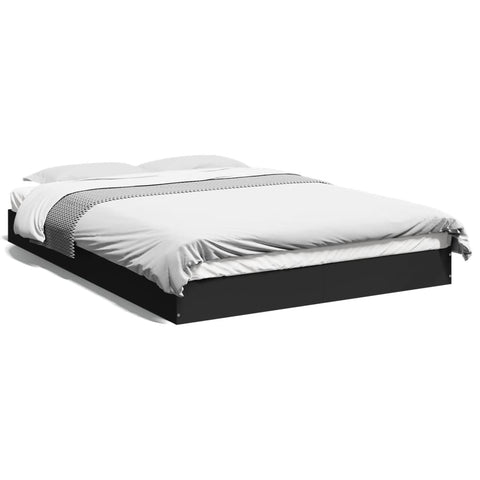 ZNTS Bed Frame without Mattress Black 120x190 cm Small Double Engineered Wood 842050
