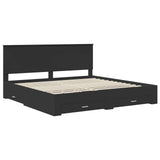 Bed Frame Black and Silver 200 x 200 cm Engineered Wood 3411265