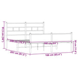 ZNTS Metal Bed Frame without Mattress Brown Oak 160x200 cm 3308516