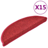 Stair Mats 15 pcs 56x17x3 cm Red Half Round 133881