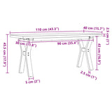 Coffee Table Y-Frame 110x40x45.5 cm Solid Wood Pine and Steel 3282777