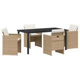 Garden Dining Set with Cushion 5 pcs Beige Poly Rattan 3379958