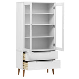 Vitrine Cabinet MOLDE White 90x35x175 cm Solid Wood Pine 350544