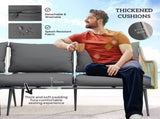 6 Piece Garden Furniture Set, Garden Corner Sofa Set with Thickened Cushions, Glass Top Table and T3398P320153